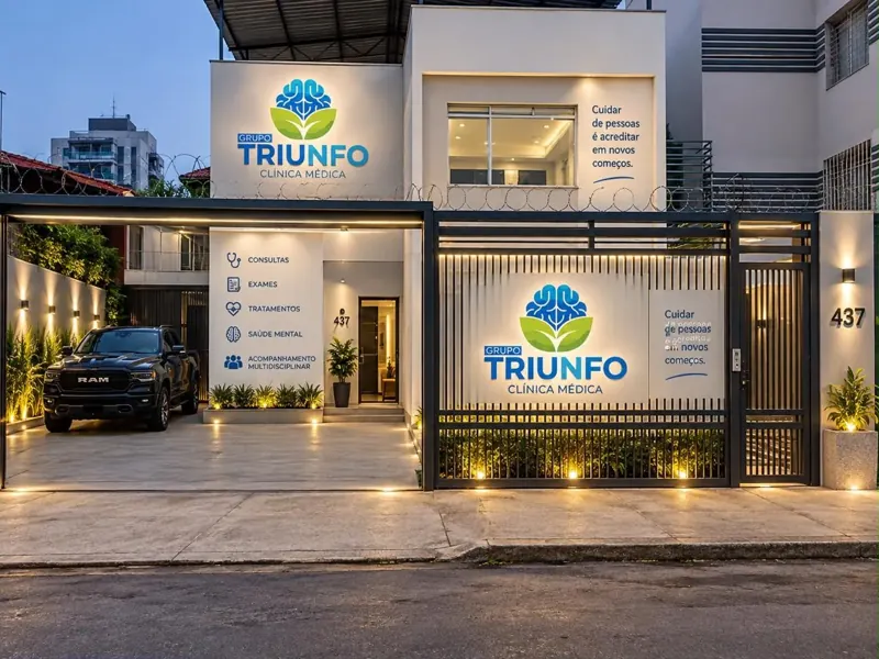 Fachada da unidade Juiz de Fora do Grupo Triunfo, clínica de saúde mental e dependência química