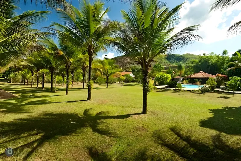 Jardins e piscina da unidade Levy Gasparian do Grupo Triunfo, clínica de saúde mental e dependência química